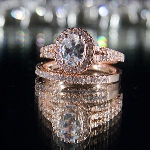 14kt Gold Dipped engagement Ring and Wedding Band